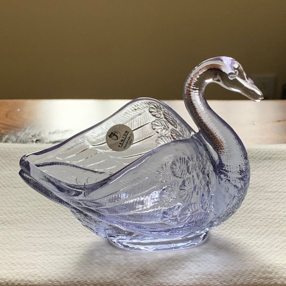 Fenton Other - Vintage 1990s Fenton Periwinkle Art Glass Open Back Swan Figurine